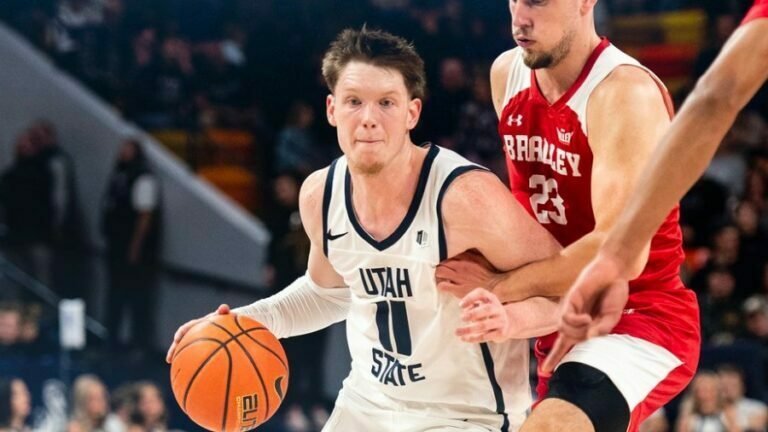 Utah State Aggies Mens Basketball Bradley Braves