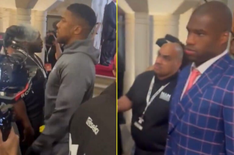 Anthony Joshua and Daniel Dubois forced to wait next to each other in awkward backstage footage before heavyweight fight