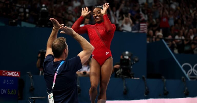 Paris Golden Moments: Biles soars to vault title with stunning Yurchenko double pike